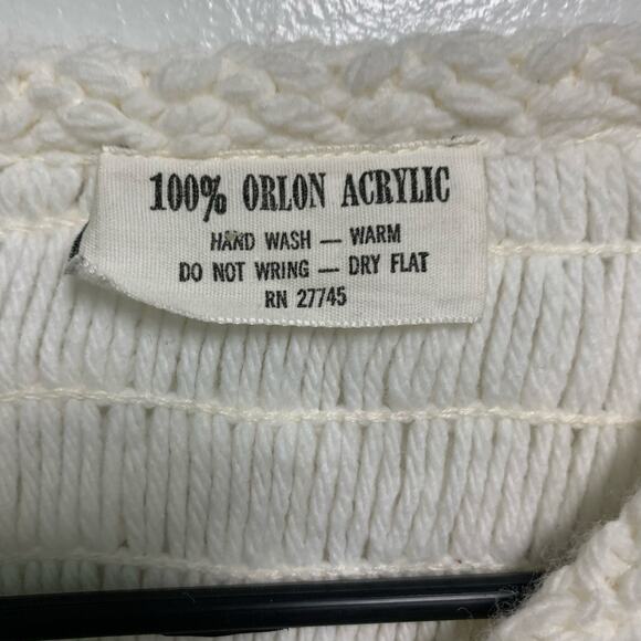 No Brand Vintage White Orlon Acrylic Knit Poncho Button Up Sweater One Size - Picture 3 of 5